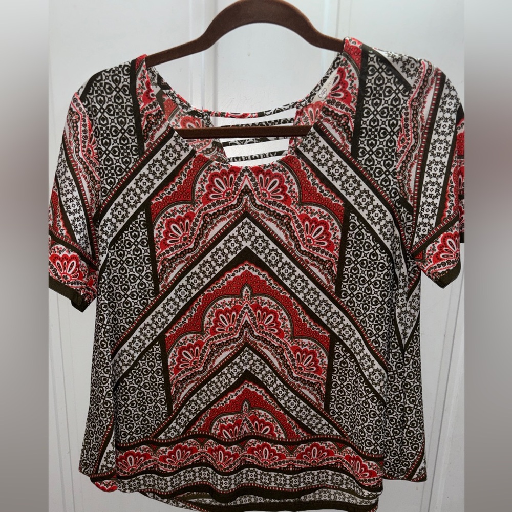 Cato Small Red and Black Boho style Blouse